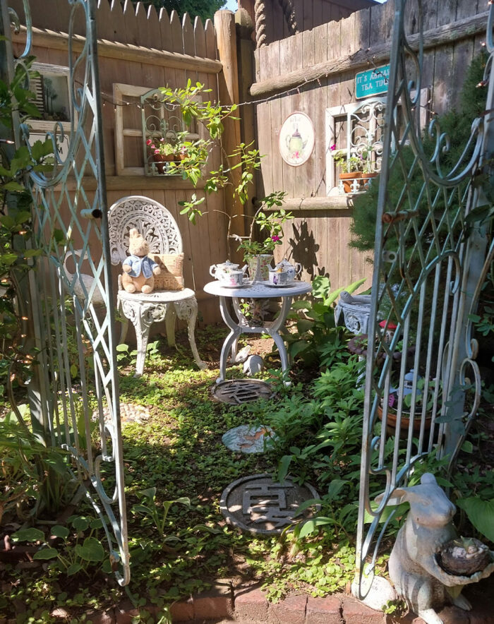 small decorated patio seating area