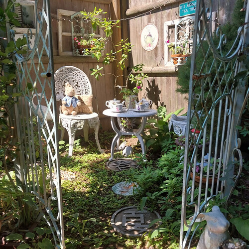 small decorated patio seating area